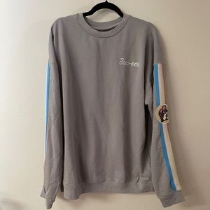 Buc-ee's Texas Grey Retro Stripe Patch Crewneck Sweater Women's Size 2XL